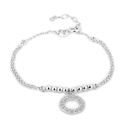 Beaded Multi Layer Chain Silver Bracelet