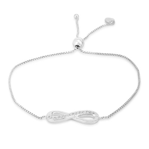 Modern Infinity Adjustable Bolo Silver Bracelet