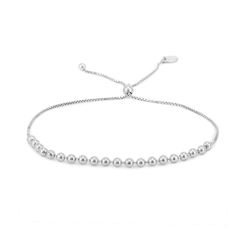 High Polished Beaded Adjustable Bolo Bracelet