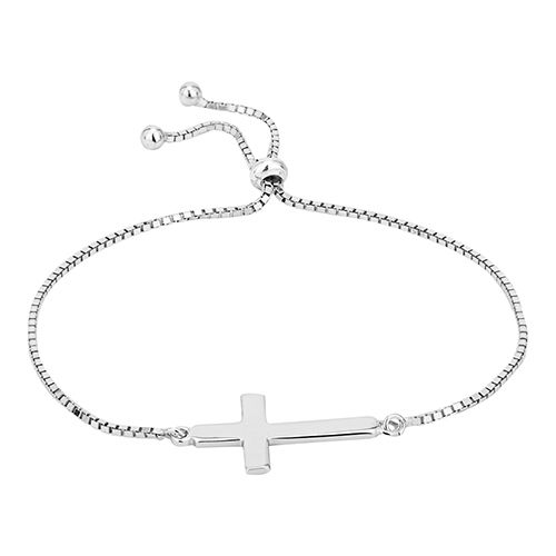 Sideway Cross Adjustable Silver Bracelets