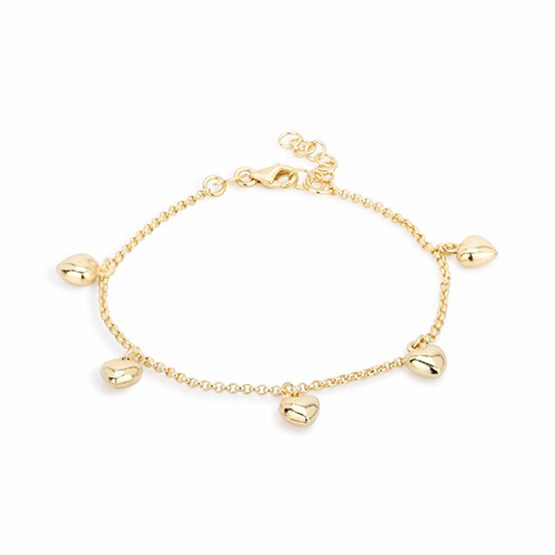 18K Gold Plated Little Puffed Hearts Bracelet