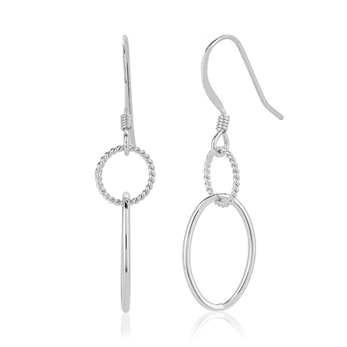 Textured Circle And Oval Interlock Earrings