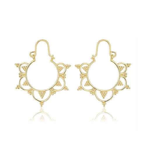 18K Gold Plated Bohemian Style Filigree Silver Earrings