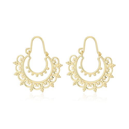 18K Gold Plated Morocon Style Filigree Silver Earrings