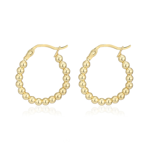 18K Gold Plated Ball-Beaded Hoop Earrings