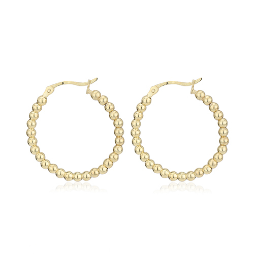 18K Gold Plated Jewelry Ball-Beaded Hoop Earrings