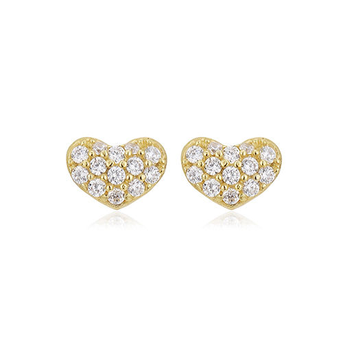 18K Gold Plated Heart-Shape Stud Silver Earrings Gender: Women