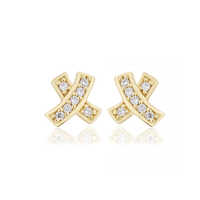 18K Gold Plated Little Cross Stud Silver Earrings