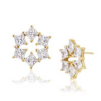 18K Gold Plated Snowflake Stud Silver Earrings