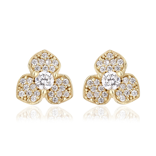 18K Gold Plated Jewelry Floral Stud Earrings