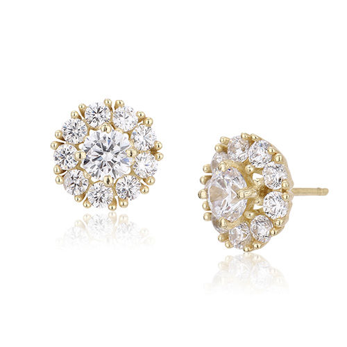 Wedding 18K Gold Plated Trendy Round Stud Silver Earring