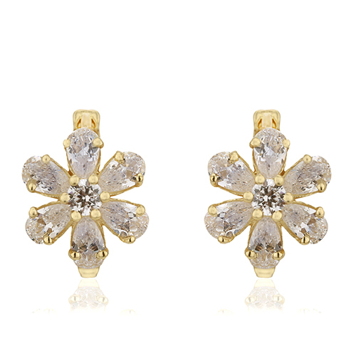 18K Gold Plated Floral Huggies Earring