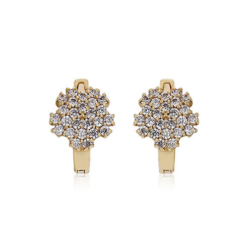 18K Gold Plated Jewelry Small Floral Huggies Silver Earring
