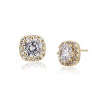 18K Gold Plated Square Stud Silver Earring