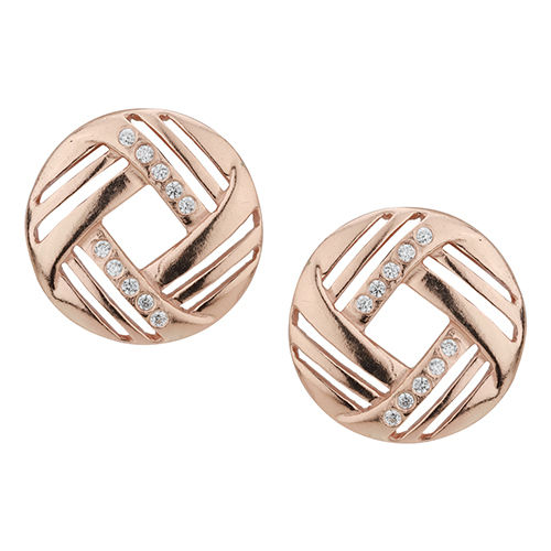 Knot Stud Silver Earring With Cubic Zirconia Stones
