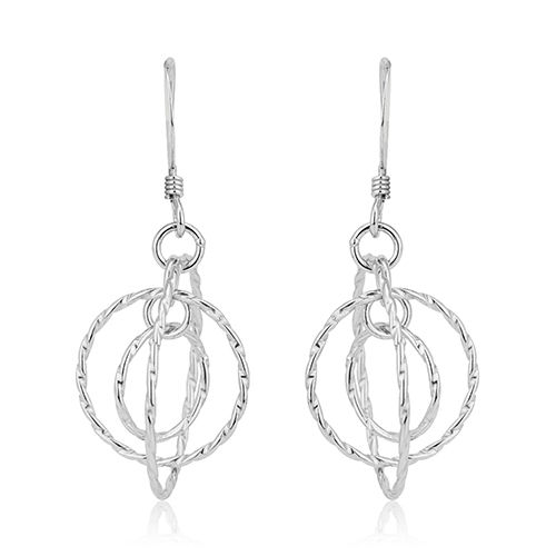 Vanbelle Graduated And Circle-In-Circle Silver Earrings