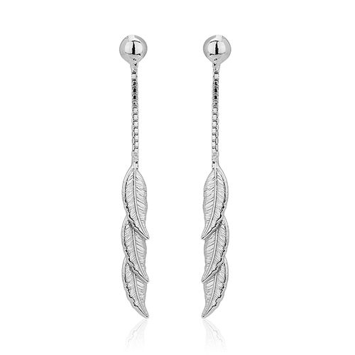 Dangling Multi-Strand Feather Silver Earrings