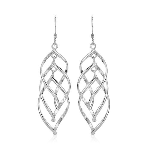 Twisted Multi Oval Dangle Silver Earrings