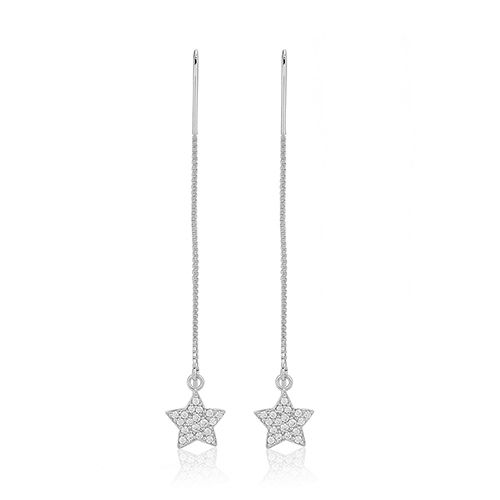 Star Thread Through Silver  Earrings Gender: Women