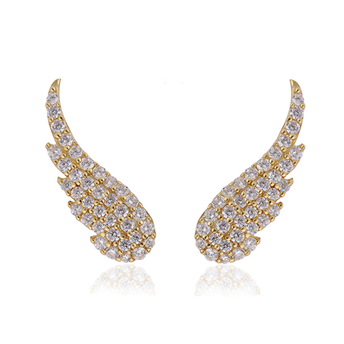 Angel Wings Yellow Gold Plated Earrings