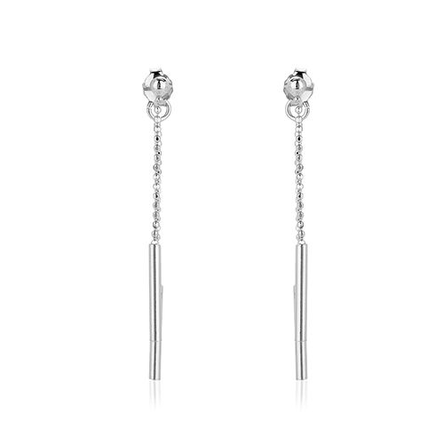 Multi Bar Front And Back Dangling Silver Earrings