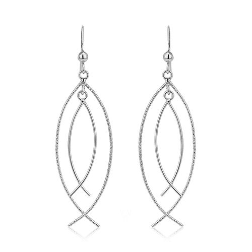 Light Weight Double Ichthys Fish Silver Earring