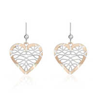 Two Tone Filigree Heart Drop Earrings