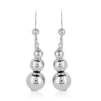Hanging Graduated Ball Silver Earrings