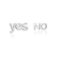 Yes And No Word Stud Silver Earrings