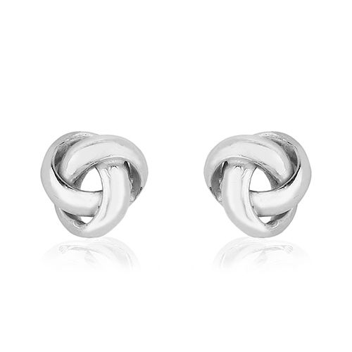 6 MM Knot Stud Silver Earrings