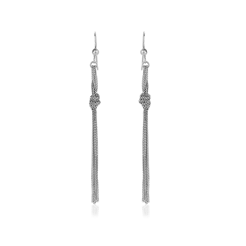 Knotted Chain Drop Tassel Earrings