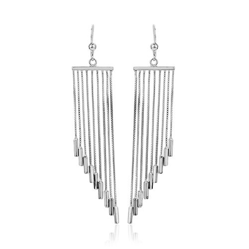 Modern Wind Chime Tassel Silver Earrings