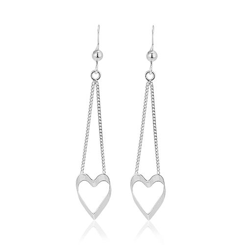 Sterling Silver Dangling Heart Earrings