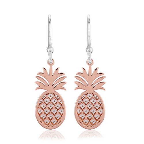 Two Tone Light Weight Pineapple Earrings Gender: Women