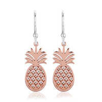 Two Tone Light Weight Pineapple Silver Earrings
