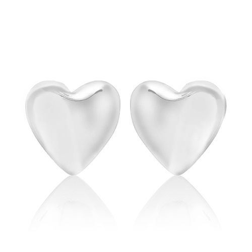 Heart Shape Fancy Stud Silver Earrings