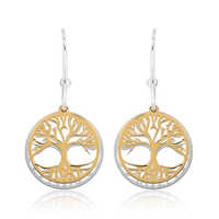 Tree Of Life Half Hoop Silver Earrings