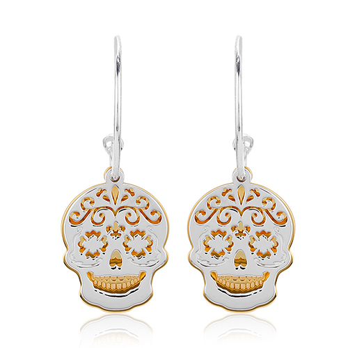 Calavera Skull Half Hoop Earrings