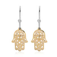 Light Weight Hamsa Half Hoop Silver Earrings
