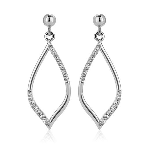 Party Wear Dangling Pear Silver Earrings