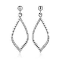 Party Wear Dangling Pear Silver Earrings