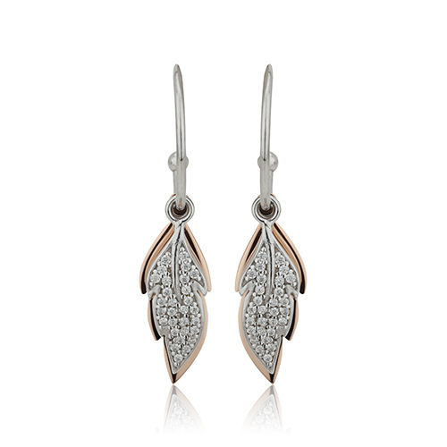 Jewelry Studded Leaf Half-Hoop Silver Earrings