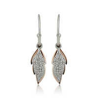 Jewelry Studded Leaf Half-Hoop Silver Earrings