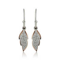 Jewelry Studded Leaf Half-Hoop Silver Earrings