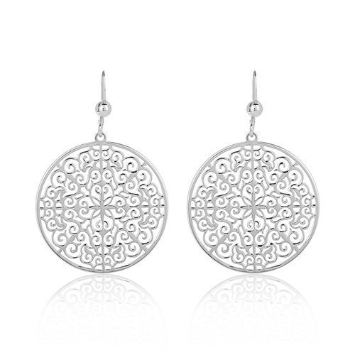 Laser Cut Filigree Silver Earrings