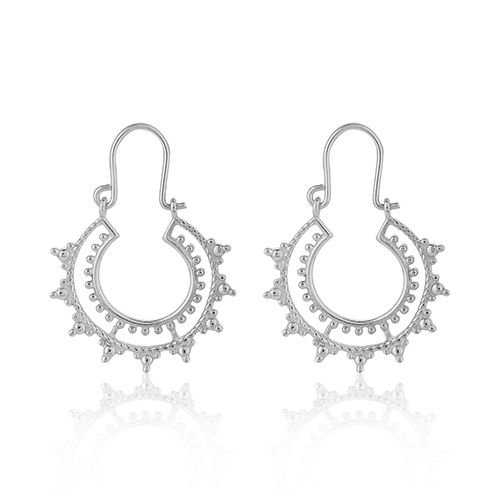 Crescent Bali Hoop Silver Earrings And High Polished