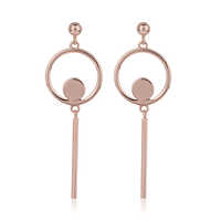 Modern Circle And Bar Dangle Silver Earrings