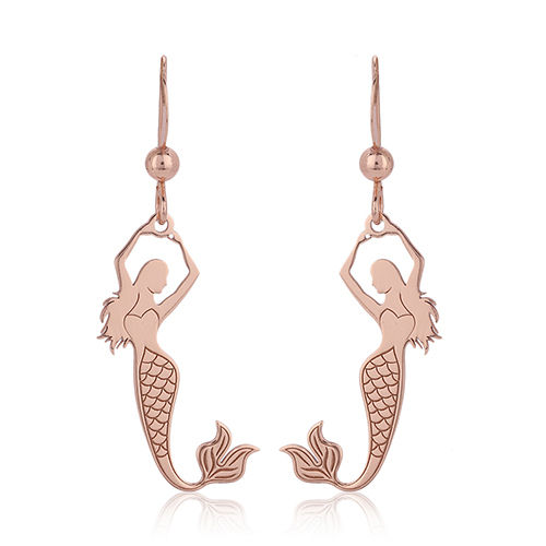 Mermaid Dangle Drop Silver Earring