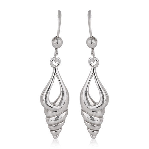 Modern Sea Shell Silver Earrings