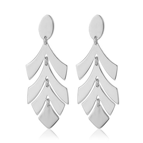 Leaf Dangle Drop Silver Earring